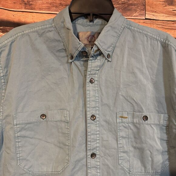 Territory Ahead Shirt Large Blue Button Down Short Sleeve Dual Pocket Cotton - Picture 2 of 7